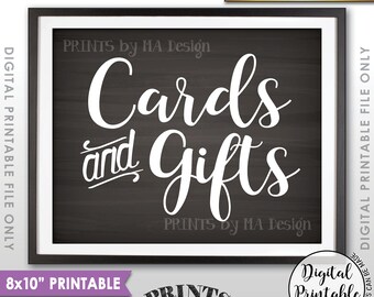 Cards and Gifts Sign, Cards & Gifts Gift Table Sign, Wedding Sign, Birthday Party, Shower, 8x10” Chalkboard Style Printable Instant Download