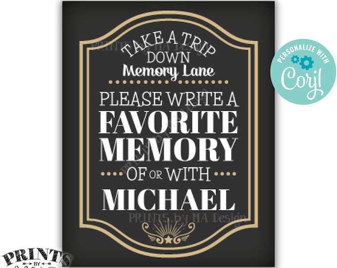 Share a Memory Sign, Take a Trip Down Memory Lane, Cheers and Beers Party, Custom PRINTABLE 8x10/16x20” Sign <Edit Yourself with Corjl>