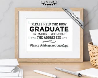 Address an Envelope Sign, Graduation Party Thank You Card Address Your Own Envelope, PRINTABLE 5x7” Black and White Sign <ID>