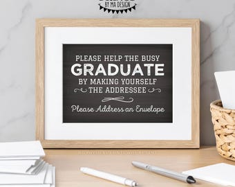Address an Envelope Sign, Graduation Party Thank You Card Address Your Own Envelope, PRINTABLE 5x7” Chalkboard Style Sign <ID>