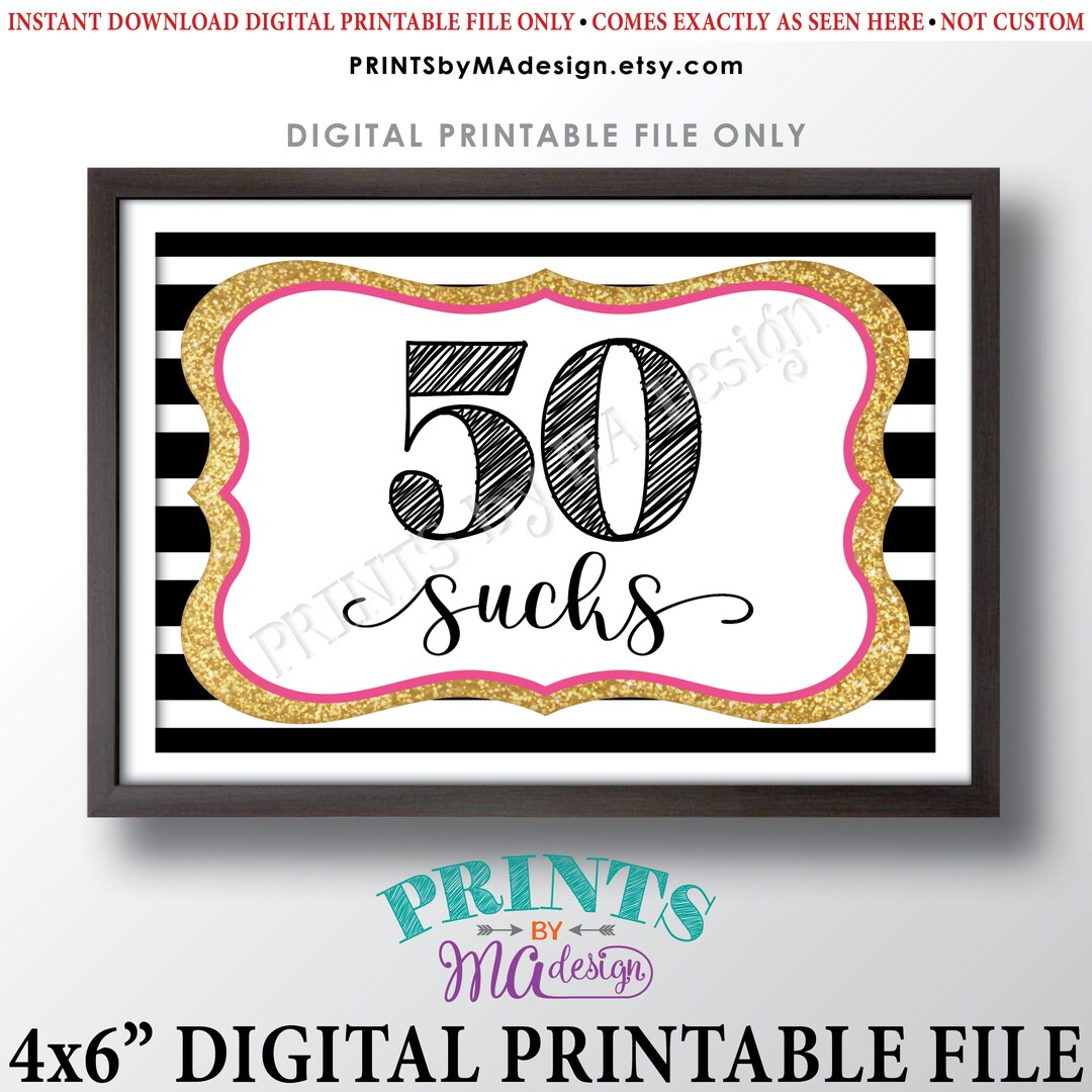 50th Birthday Sign, 50 Sucks, Funny 50th Candy Bar, Fiftieth Birthday ...