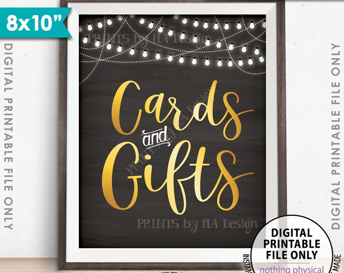 Cards and Gifts Sign, Cards & Gifts Gift Table Sign, Wedding Sign, Birthday Party, Shower, 8x10” Chalkboard Style Printable Instant Download