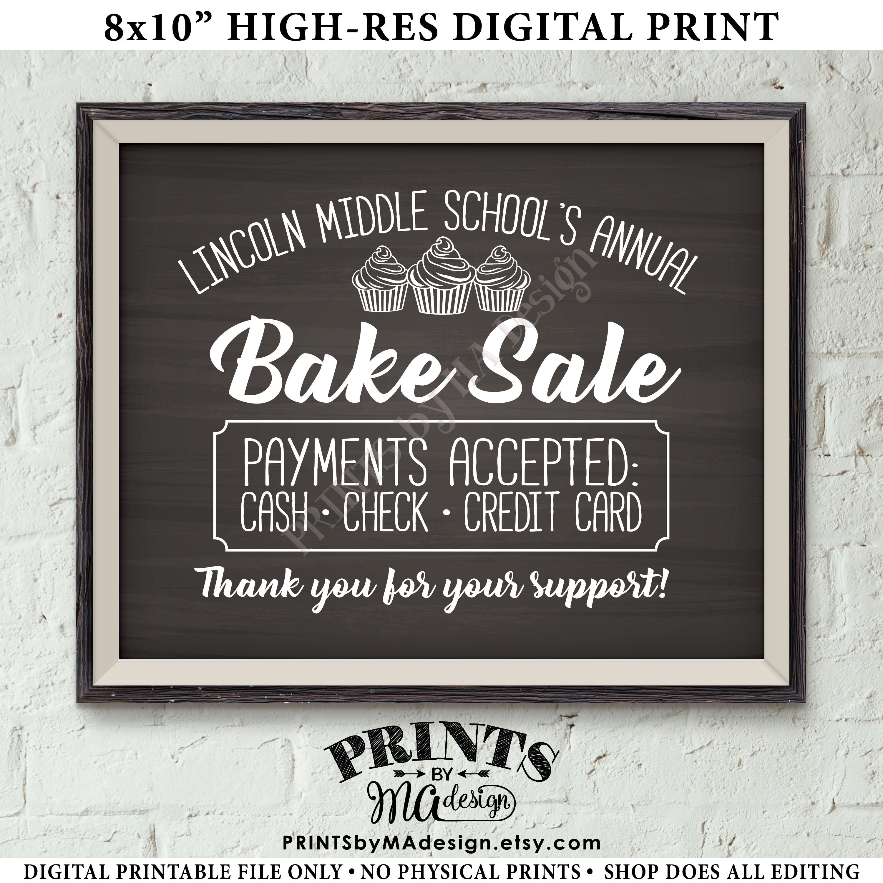 bake sale sign custom bake sale flyer fundraiser sign cookie