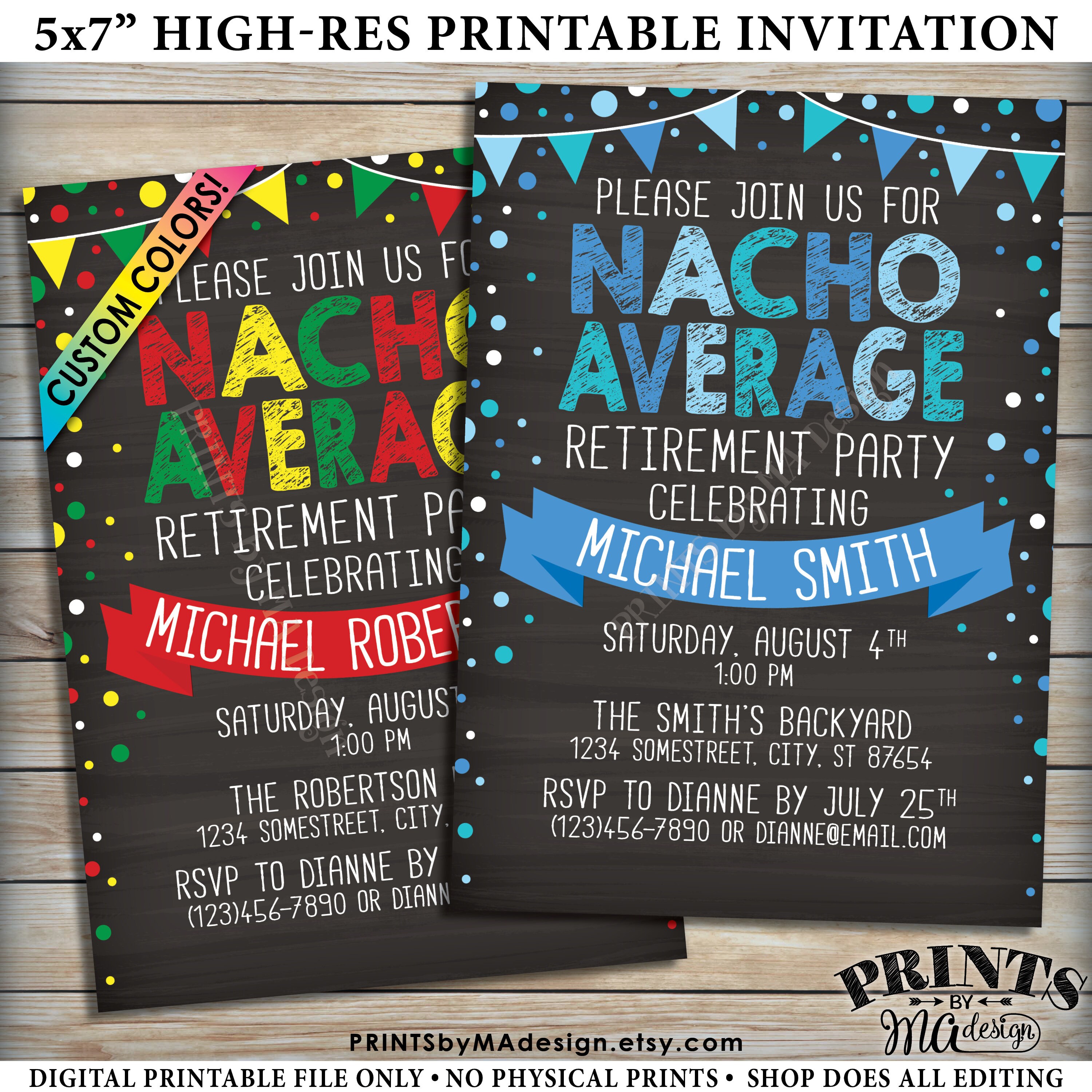 Nacho Average Retirement Party Invitation, Nacho Retiree Taco Theme