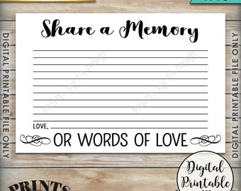 Share a Memory Card, Share Memories, Write a Memory, Please Leave a Memory, Memorial Card, 4x6" Instant Download Digital Printable File