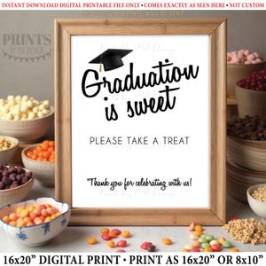 Graduation is Sweet Please Take a Treat, Candy Bar, Cupcakes, Donuts, Graduation Party Decoration, PRINTABLE 8x10/16x20” Grad Sign &lt;ID&gt;