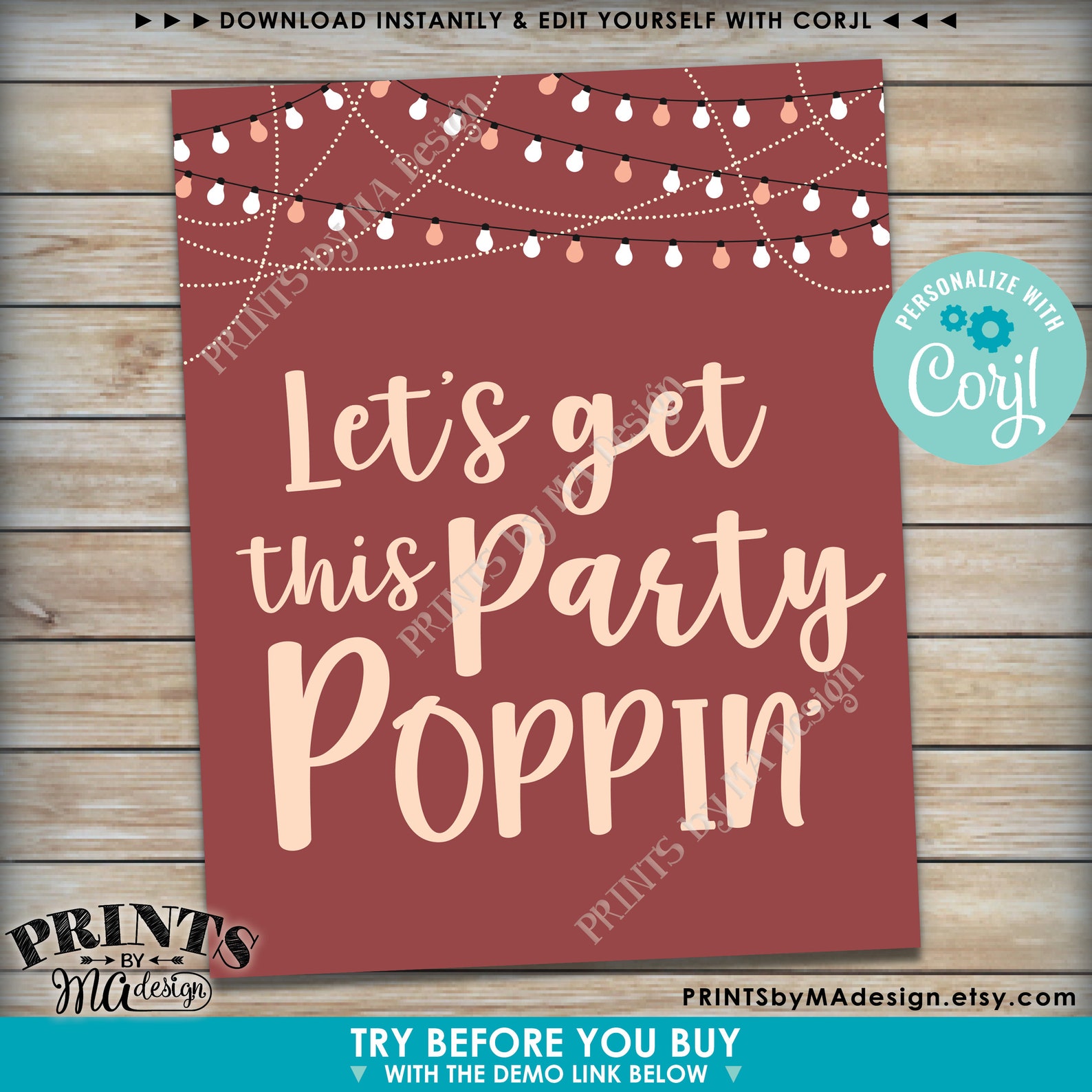 Let's Get This Party Poppin' Popcorn Treat Sign Etsy