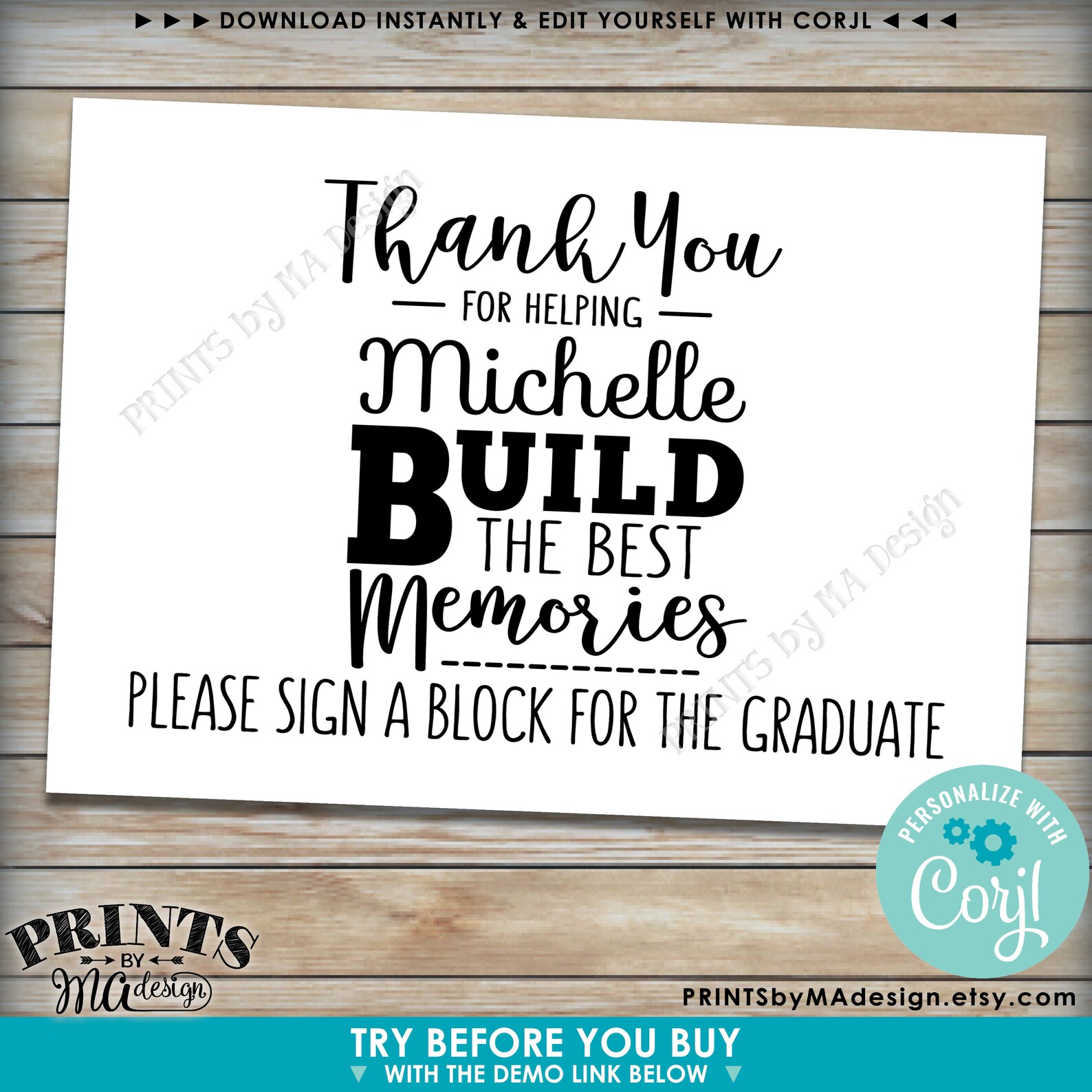 Sign a Block Graduation Party Decoration, Thanks for Helping Build the ...