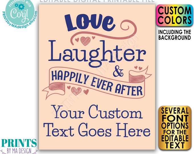 Love Laughter Happily Ever After Bridal Shower Decoration, PRINTABLE 8x10/16x20” Wedding Shower Sign <Edit Yourself w/Corjl>