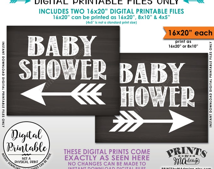 Baby Shower Direction Sign Shower Arrow Directions to Shower Directions Arrow, Instant Download 8x10/16x20” Chalkboard Style Printable Signs