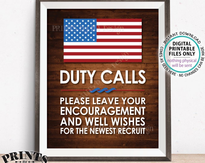 Military Sign, Leave your Encouragement and Well Wishes, Boot Camp, Arned Forces  Party Decor, PRINTABLE 11x14” Rustic Wood Style Sign <ID>