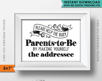 Baby Shower Address Envelope Sign, Help the Busy Parents-tob-be, Baby Shower Decoration, PRINTABLE 5x7” Sign <ID>