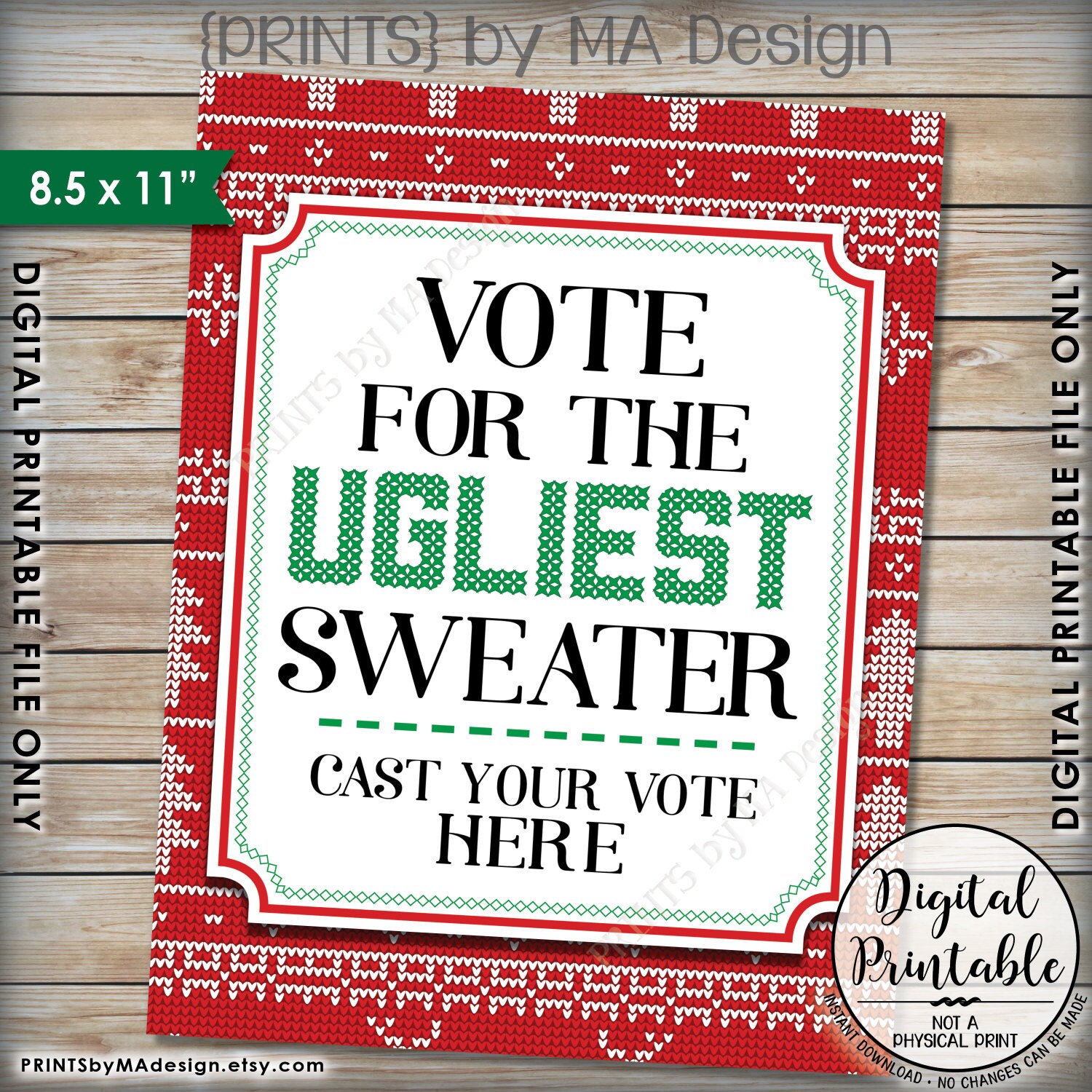 Ugly Christmas Sweater Voting Sign And Ballots Ugly Sweater Party 