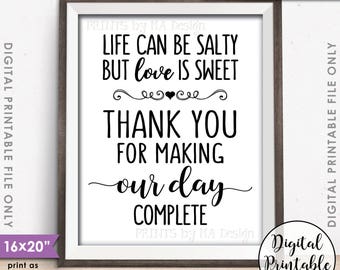 Popcorn Sign, Life can be salty but Love is Sweet Thank you for making our day complete Sign, 16x20" Instant Download Digital Printable File