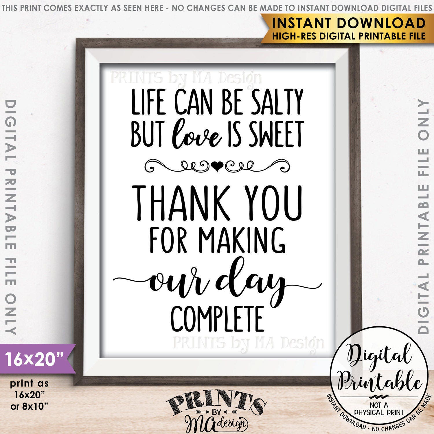 Candy Bar Printable Black and White File Grab A Treat Life Is Salty But Love Is Sweet Popcorn Bar- Wedding Favor 8x10 Instant Download