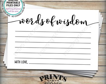Words of Wisdom cards, Graduation Party Advice, Retirement Party, Bridal Shower, 4x6” Digital PRINTABLE File <ID>