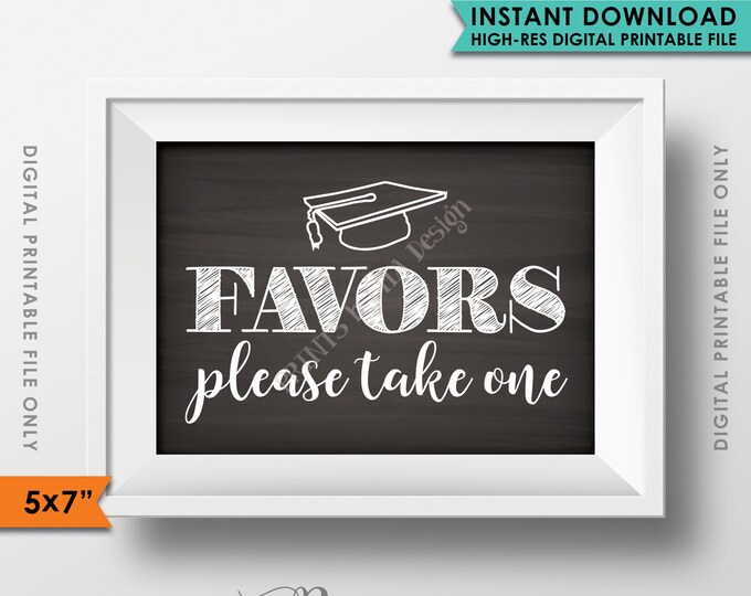 Favors Sign, Graduation Favors, Graduation Party Decoration, Graduation Party Favors, Chalkboard, 5x7" Instant Download Digital Printable