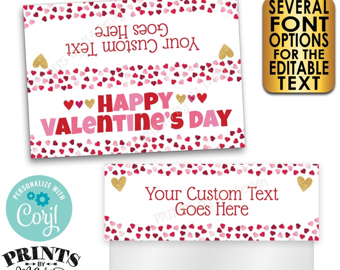 Valentine's Day Goodie Bag Labels, Valentine's Day Party Favors, PRINTABLE 5x7" Cards for Plastic Treat Bags <Edit Yourself with Corjl>