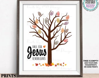 Fall Fingerprint Craft, Fall For Jesus, Autumn Leaves, Tree Handprint, Sunday School Activity, Church Art, 8x10" Digital PRINTABLE File <ID>