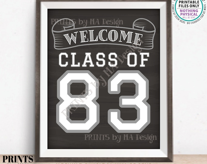 Class of 83 Sign, Welcome Class of 1983 Welcome Sign, Reunion Decorations, Chalkboard Style PRINTABLE 8x10/16x20” Class Reunion Sign <ID>