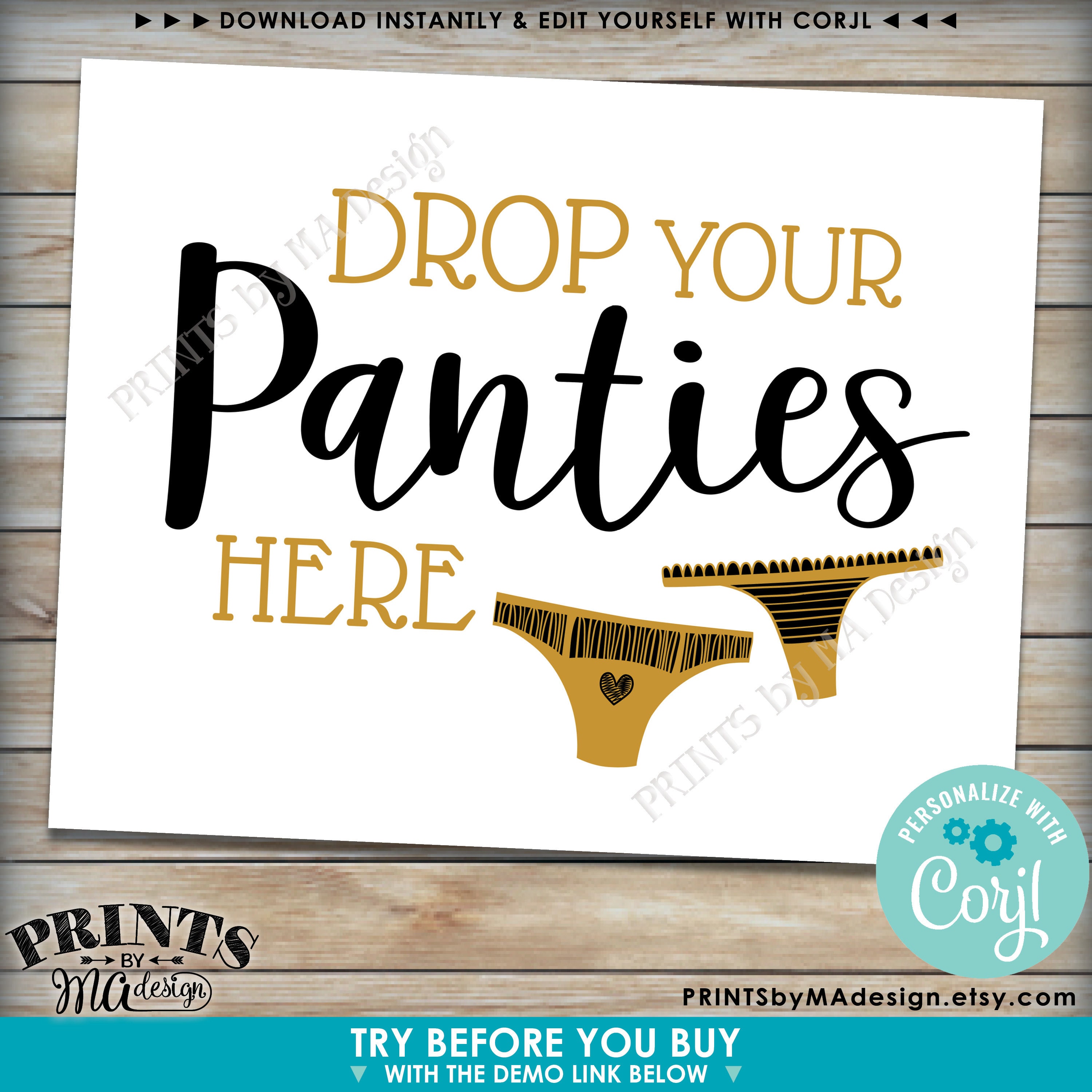 Drop Panties Here Panty Game, Bridal Shower, Bachelorette Party Game Idea,  DIY PRINTABLE 8x10/16x20” Sign