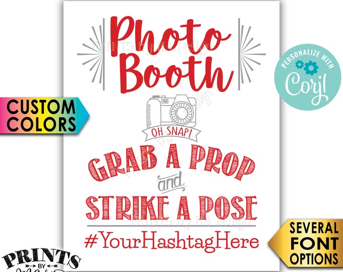 Photobooth Sign, Share on Social Media, Custom Colors, PRINTABLE 8x10/16x20” Hashtag Sign, Wedding Photo Booth <Edit Yourself with Corjl>