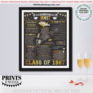 Class of 1987 Reunion Decoration, Back in the Year 1987 Poster Board ...