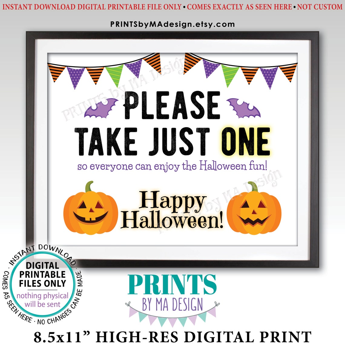 Please Take One Sign Happy Halloween Sign Candy Etsy