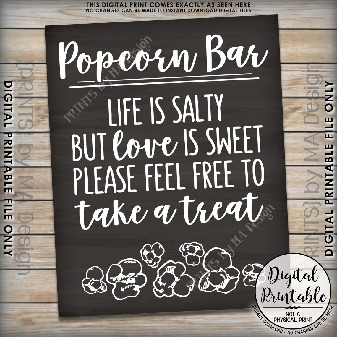 Popcorn Bar Sign Life is Salty Love is Sweet Take a Treat Etsy