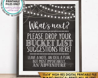 Bucket List Suggestions Sign, Retirement Party, Graduation Party Decorations, Bon Voyage, Chalkboard Style PRINTABLE 11x14” Sign <ID>