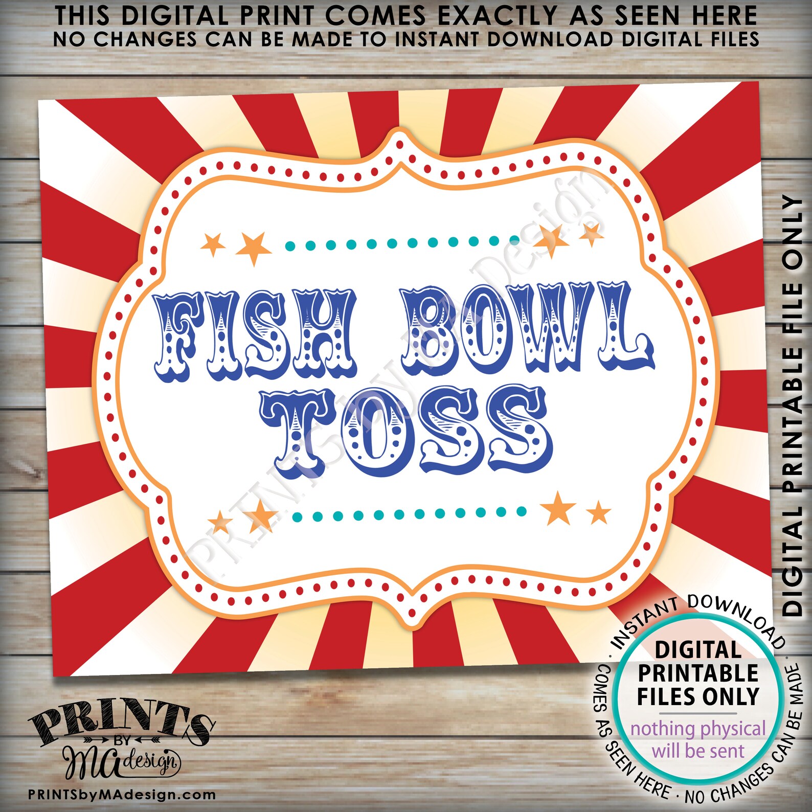 Fish Bowl Toss Carnival Party Sign Carnival Games Circus Etsy