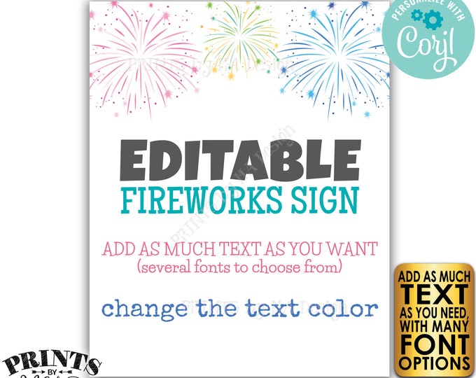 Editable Gender Reveal Fireworks Sign, Baby Shower Sign, Choose Your Text, One PRINTABLE 8x10/16x20” Portrait Poster <Edit Yourself w/Corjl>