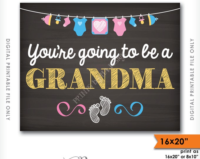 Grandma To Be Announcement, You're Going to be a Grandma Chalkboard, Nana, Pregnant Expecting Baby, Instant Download Digital Printable File