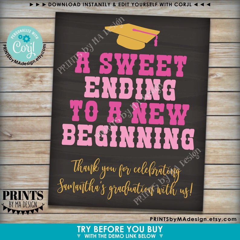 Custom Graduation Party Decorations, Choose Text, One Editable ...