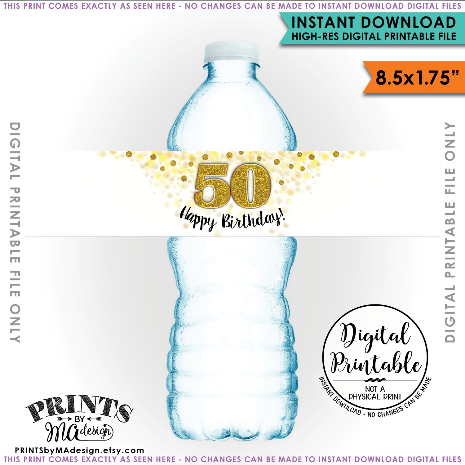 water bottle labels printable 50th birthday party decoration five 8