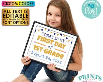 First Day of School Sign, Editable 1st Day of School Sign, Custom PRINTABLE 8x10/16x20” Back to School Photo Prop <Edit Yourself w/Corjl>