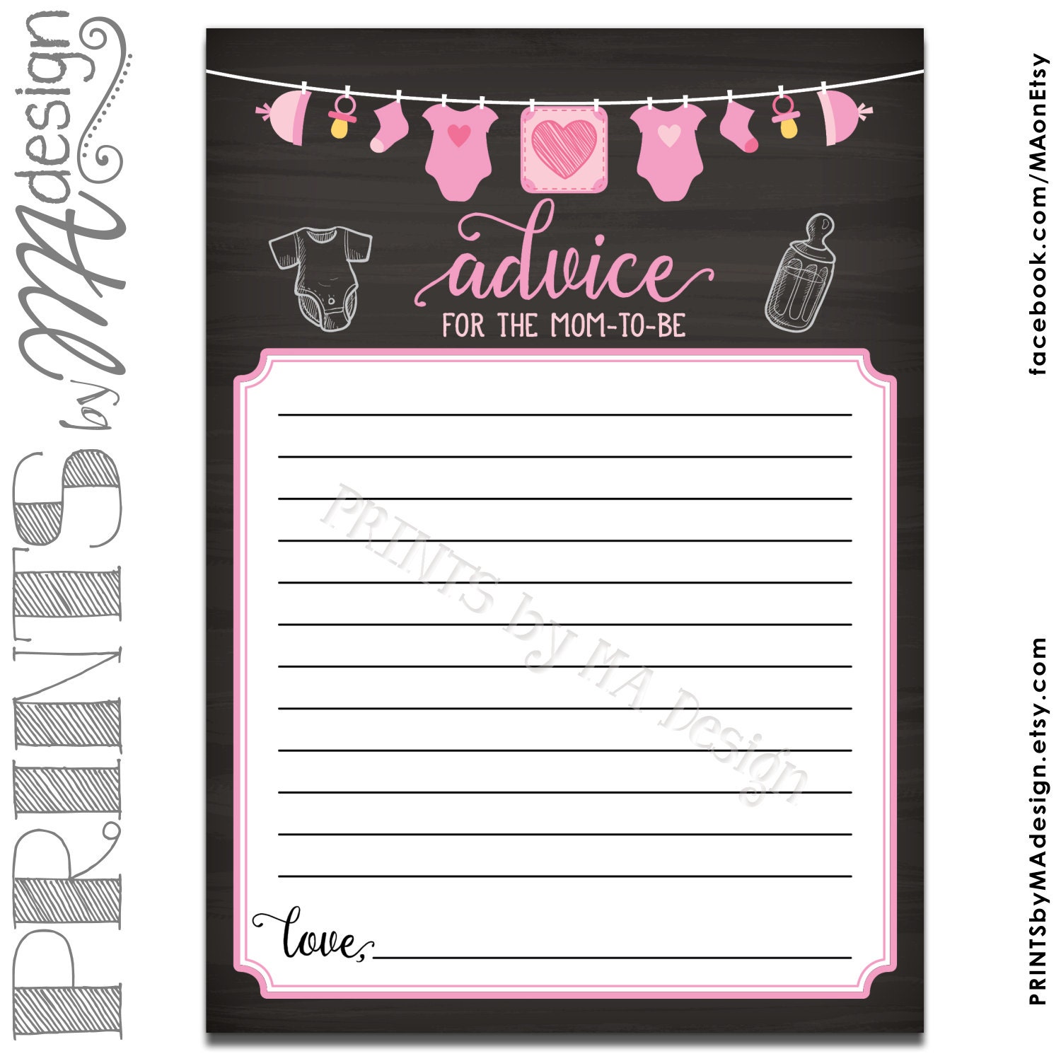 MomtoBe Advice Cards, Advice for Mom Baby Shower Activity, Pink