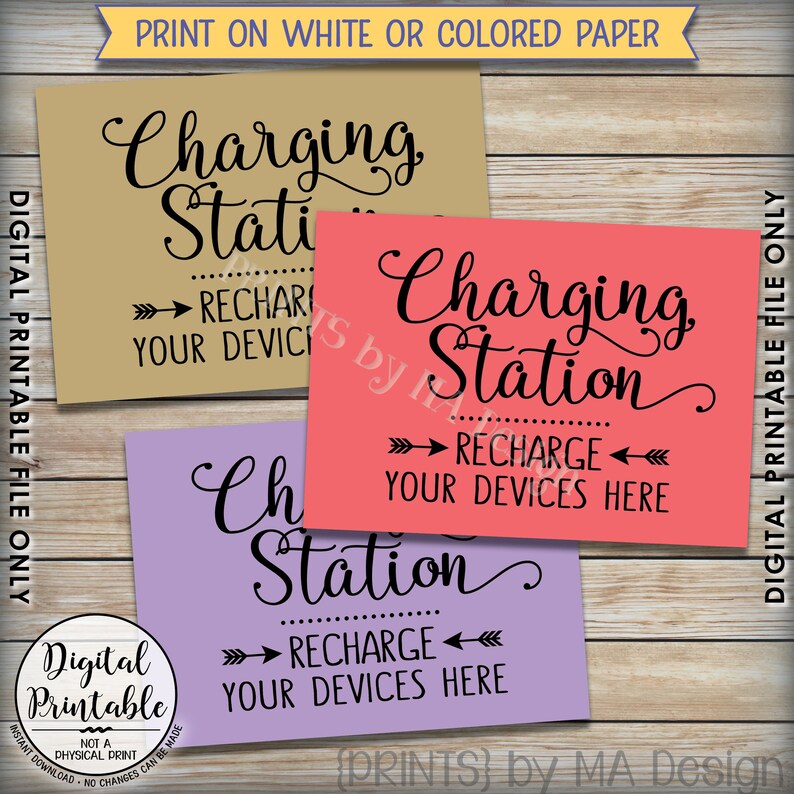 Charging Station Sign Recharge Your Devices Here Wedding Etsy