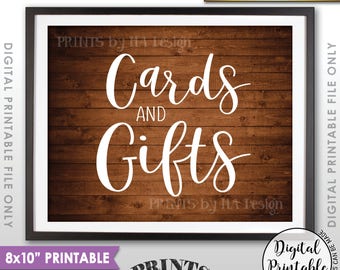Cards and Gifts Sign, Cards & Gifts Sign, Wedding Gift Table Sign, Birthday Presents, 8x10” Rustic Wood Style Printable Instant Download