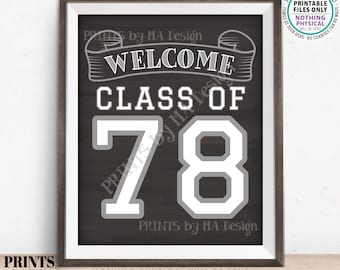 Class of 78 Sign, Welcome Class of 1978 Welcome Sign, Reunion Decorations, Chalkboard Style PRINTABLE 8x10/16x20” Class Reunion Sign <ID>