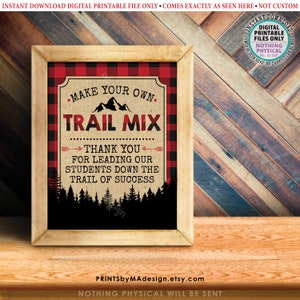 Teacher Appreciation Trail Mix Sign, Make Your Own Snack, Red & Black ...