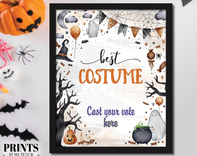 Best Halloween Costume Sign, Vote for your Favorite Costume, Cast Your Vote Here, Watercolor Style PRINTABLE 8x10/16x20” Sign <ID>