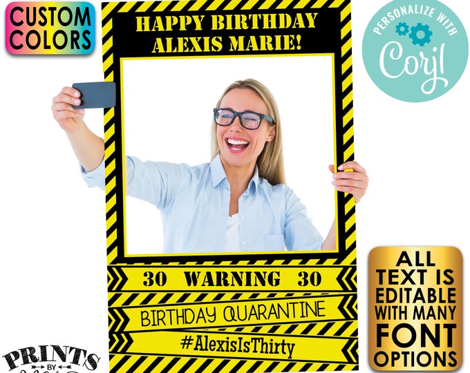 Caution Selfie Frame, Editable Photo Selfie Station, Custom PRINTABLE 24x36” Digital File, Birthday Party Ideas <Edit Yourself with Corjl>