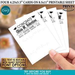 Editable Congrats Graduates Cards, Share Memory Advice Wishes, Graduation Party, 4 Names, PRINTABLE 4.25x5.5" Cards <Edit Yourself w/Corjl>