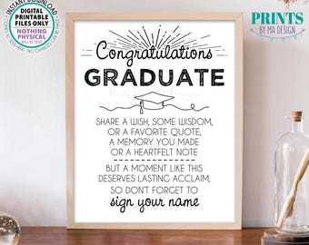Graduation Advice Sign, Congratulations Graduate, Share a Wish, Wisdom, Memory, Quote, Note, PRINTABLE 8x10/16x20” Grad Party Sign <ID>