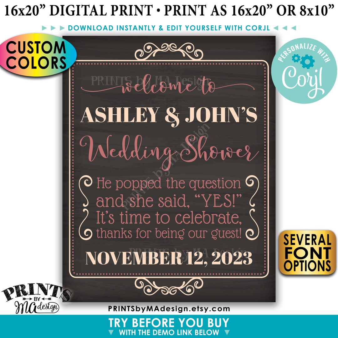Wedding Shower Welcome Sign, Couples Shower, Bridal Shower, Custom