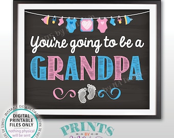 Pregnancy Announcement, You're Going to be a Grandpa, We're Pregnant, Expecting a Child, PRINTABLE 8x10/16x20” Chalkboard Style Sign <ID>