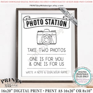 Foto-Schild, zwei Fotos machen, eines ist für Sie und eines ist für uns, eine Notiz hinterlassen, PRINTABLE 8x10/16x20 Zoll Hochzeitsschild <ID>