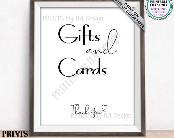 Gifts & Cards Sign, Gift Table, Wedding Bridal Shower, Birthday Presents, Baby Shower, Modern Minimalist, PRINTABLE 8x10/16x20” Sign <ID>