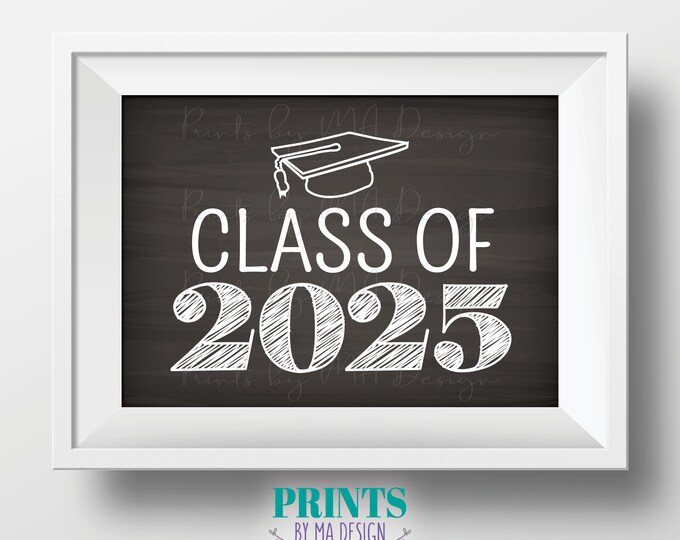 Class of 2025 Sign, High School Graduation Party Decorations, ‘25 College Graduate, PRINTABLE 5x7” Chalkboard Style Digital File <ID>
